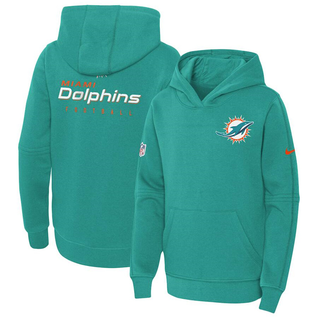 Youth Aqua Miami Dolphins Sideline Club Fleece Pullover Hoodie